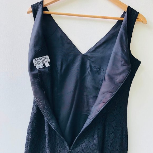 1980s Jacob Black Cocktail Lace Dress, Size 4 - Picture 6 of 11